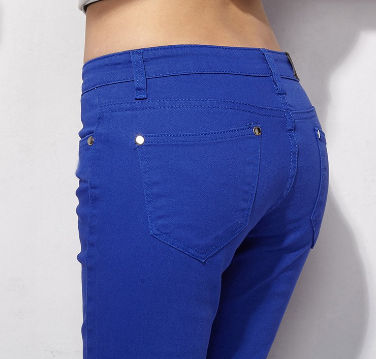 Korean version slimming women's summer stretch color capri pants, small leg pencil casual pants Specification image