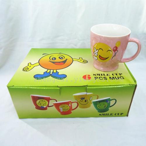 Ceramic coffee cups, crystalline glazed ceramic cups, smiling cartoon cups