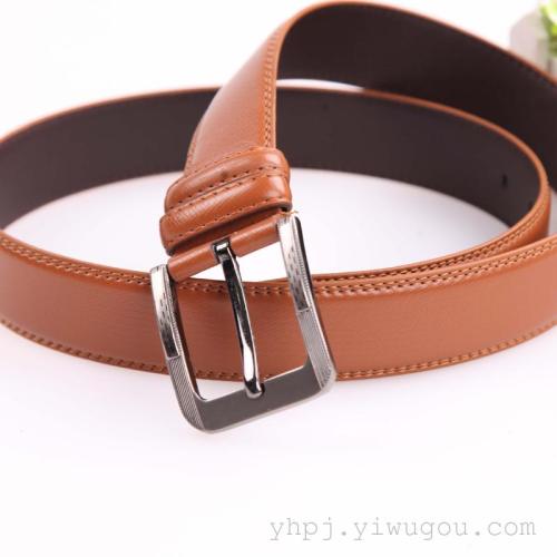 Wholesale 4.0 hombre cuero genuino textura aleación pin hebilla cinturón de alta calidad