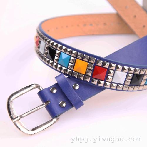Wholesale 4.0 fashion women's wire flattened buckle rivets accessories belts
