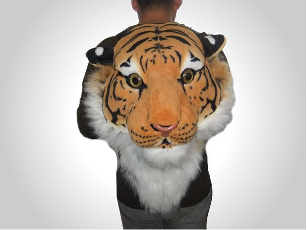 Tiger head, lion head, leopard head backpack plush toy manufacturer