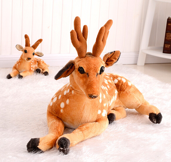 Simulated sika deer plush toy, little deer figurine, children's birthday gift