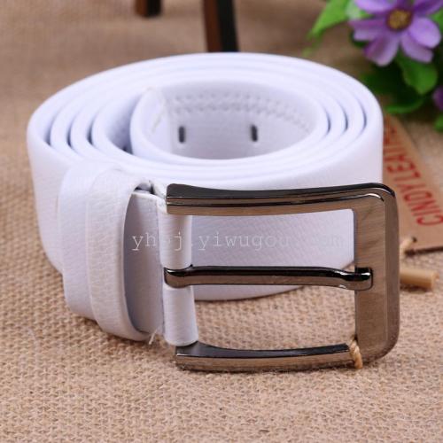 New multi-color genuine leather embossed casual pin buckle belt for men