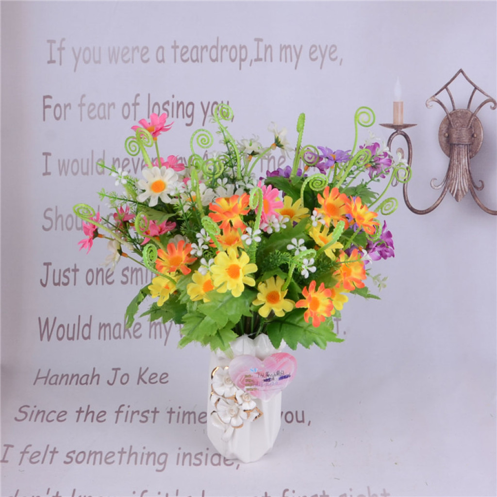 7-head yellow core small chrysanthemum flower figurine artificial flower decoration floral art details Picture