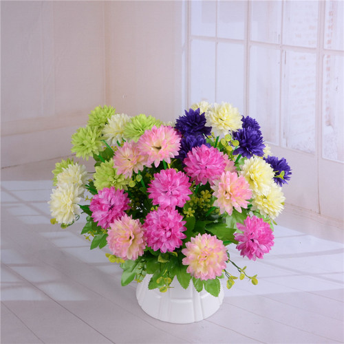 The simulated flower figure is a fake flower with 12 heads of tubular pointed-ball chrysanthemums thumbnail