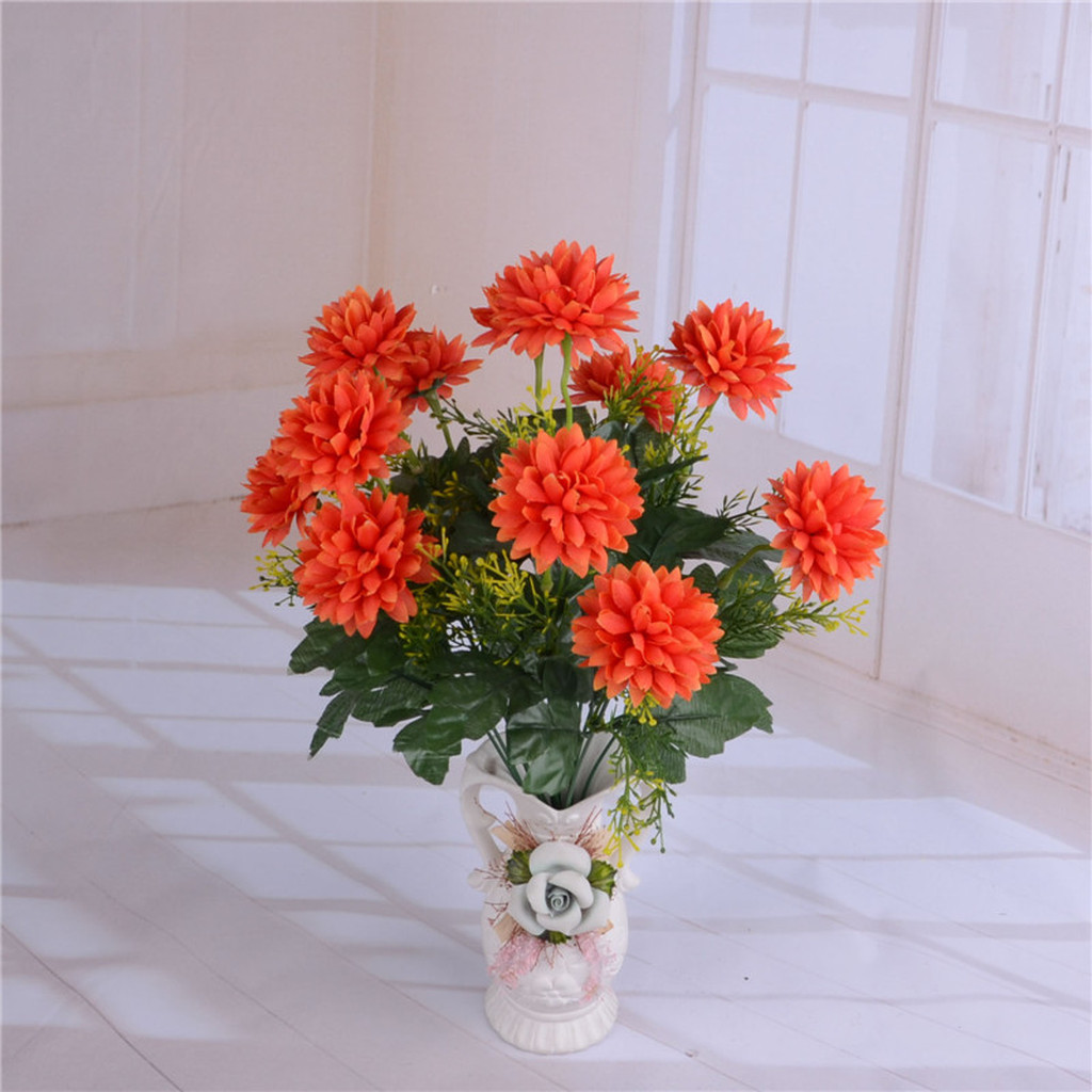 The simulated flower figure is a fake flower with 12 heads of curved tubes containing chrysanthemums Specification drawing