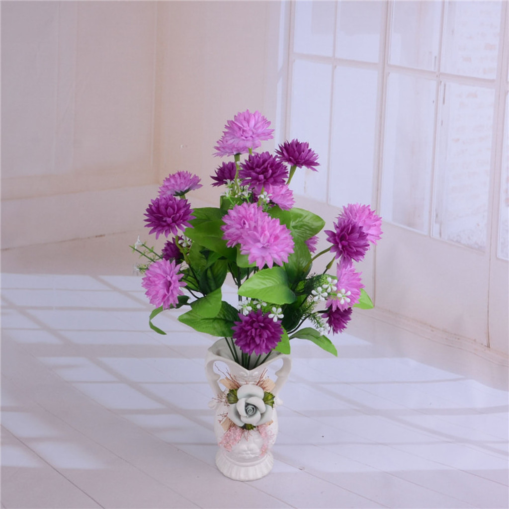 Simulated flower figure, fake flower, 10-head curved tube dandelion Specification drawing