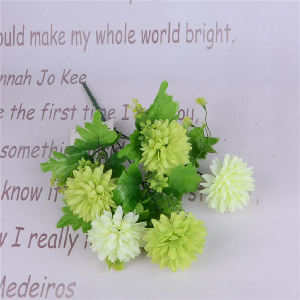 Five artificial flower figures of spring-colored pointed-ball chrysanthemums details Picture