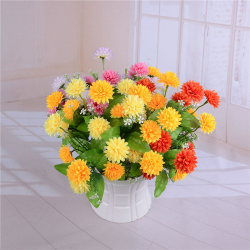Simulated flower figure, fake flower, 10-head curved tube dandelion full figure