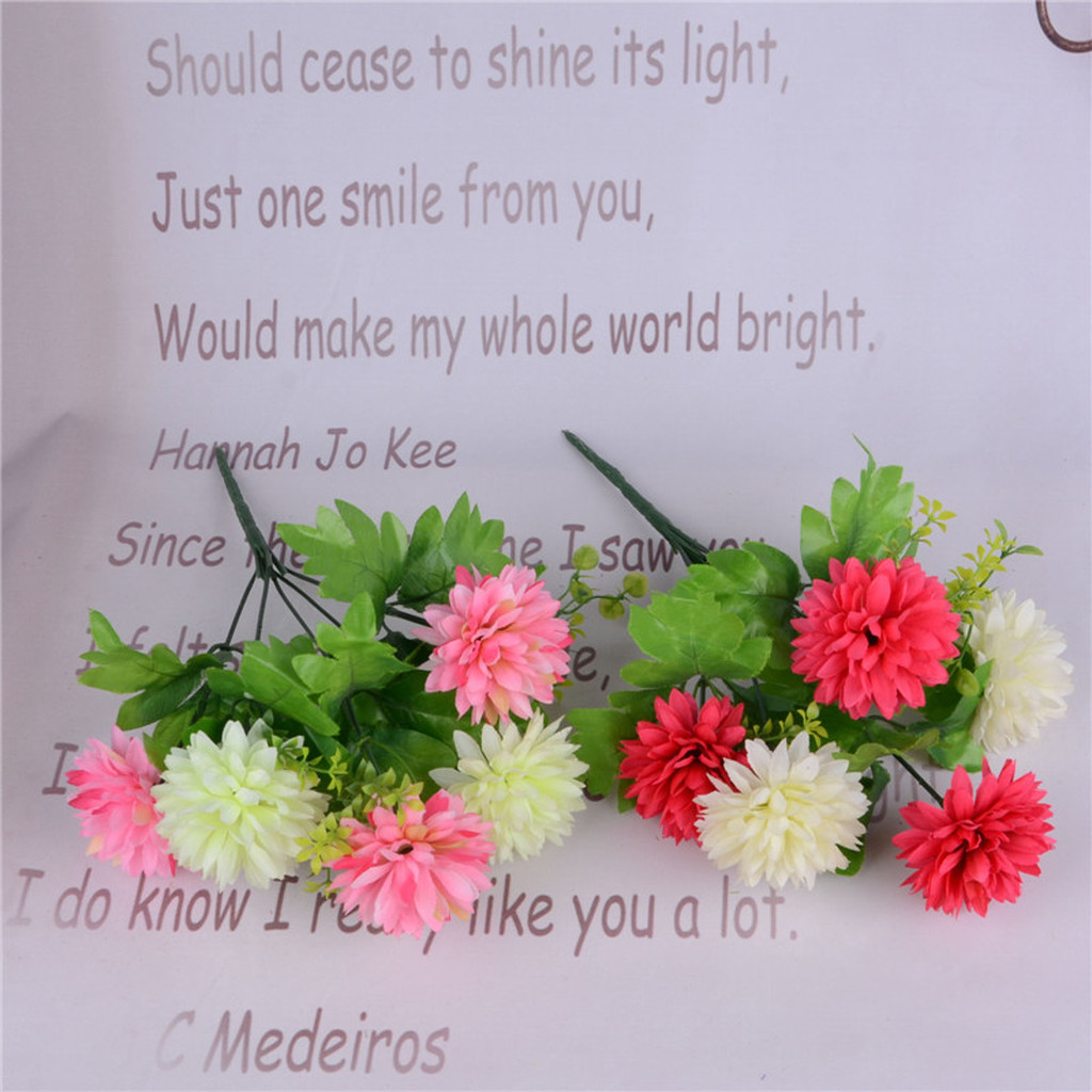 Five artificial flower figures of spring-colored pointed-ball chrysanthemums Specification image