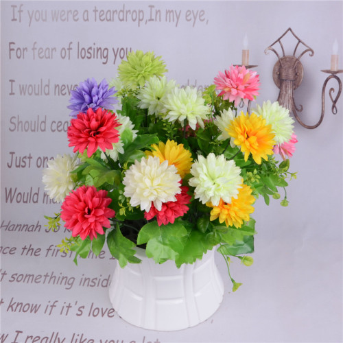 Five artificial flower figures of spring-colored pointed-ball chrysanthemums