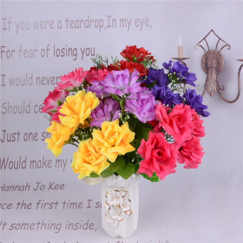Five artificial flower figures and fake flowers
