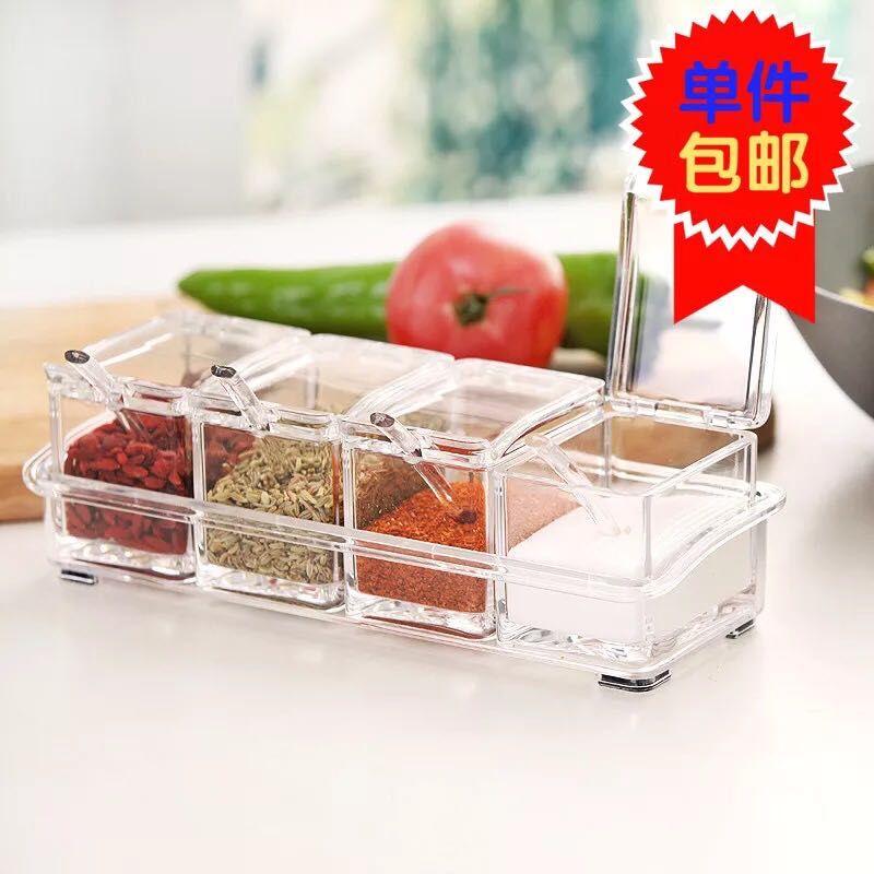 Acrylic seasoning bottle, seasoning box set, standing kitchen salt jar, sugar jar, seasoning jar, seasoning jar Application Scenario
