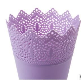 Creative mini trash cans and storage bins with lace semi-hollowed-out desktops for office and home use details Picture