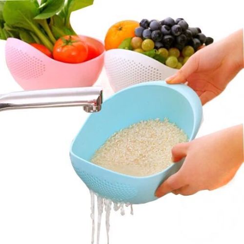 Colorful thick kitchen rice washing machine rice washing sieve rice washing basin plastic drain washing basket washing basket