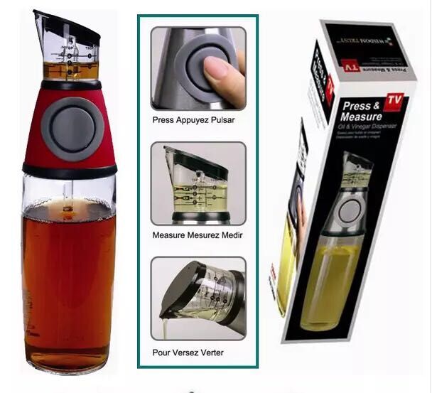 Press-type measurable health oil bottle, vinegar bottle, kitchenware oil control bottle, leak-proof glass soy sauce oil control pot, kitchen bottle Application Scenario