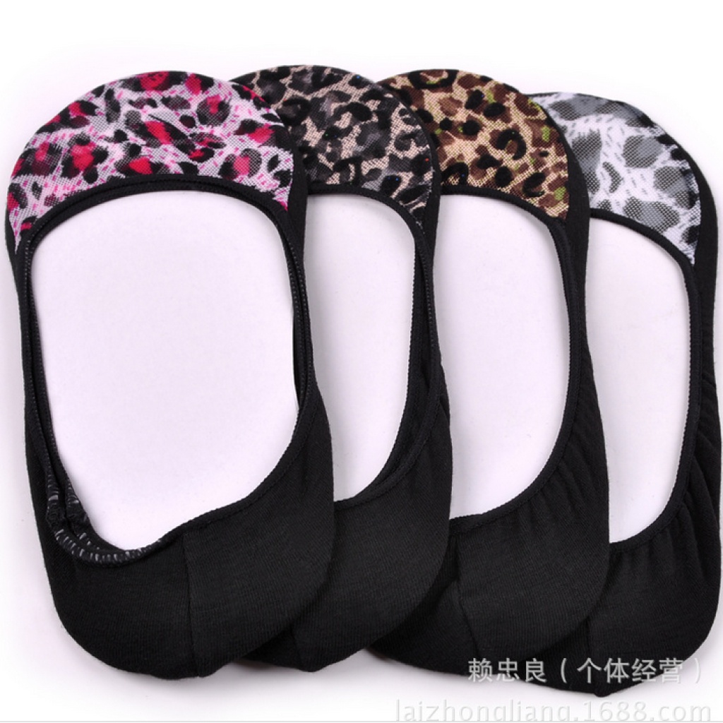 Wholesale invisible ship socks, leopard print mesh socks, Korean style fashionable floor socks, women's shallow socks Specification image