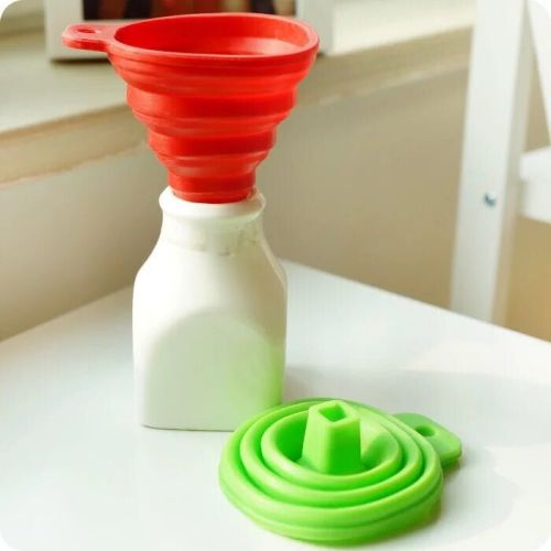 Household food grade silicone folding telescopic long neck funnel liquid distribution small funnel free delivery