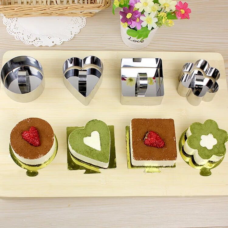 Stainless steel small mousse ring Tiramisu cheesecake mold Cookie cutter mold Square heart baker