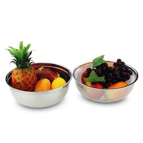 Stainless steel multi-purpose basket with dense holes, draining basket, vegetable washing basket, rice-washing basin and leaky basin combination