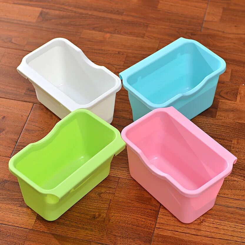 Creative multi-functional kitchen waste storage box, cabinet door hanging sundries, desktop plastic trash can Application Scenario