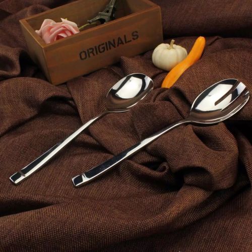 Italian stainless steel salad spoons and forks, serving spoons and forks, Western tableware, leak-proof forks