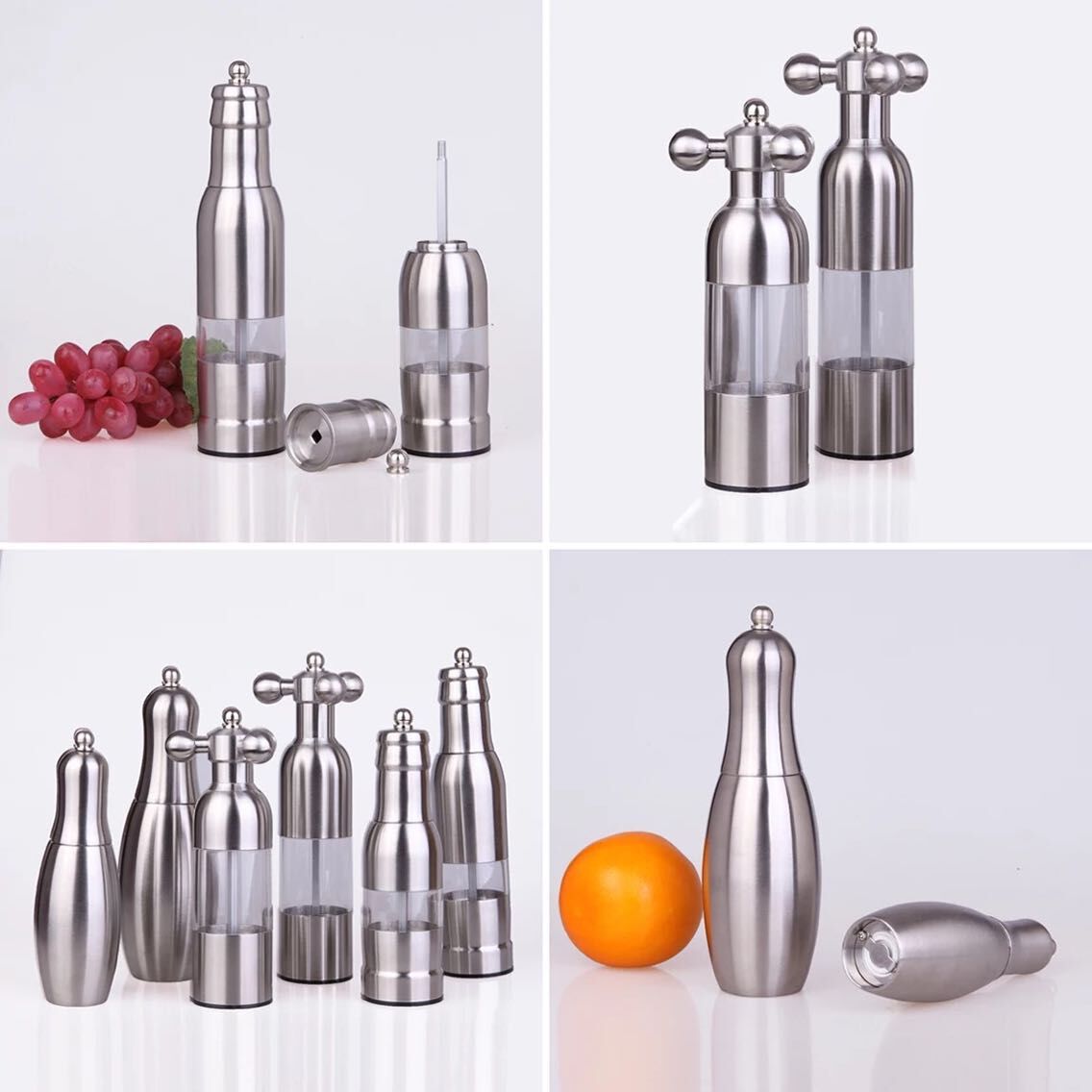 Stainless steel pepper mill Manual pepper mill Creative kitchen supplies Black pepper mill bottle grinding