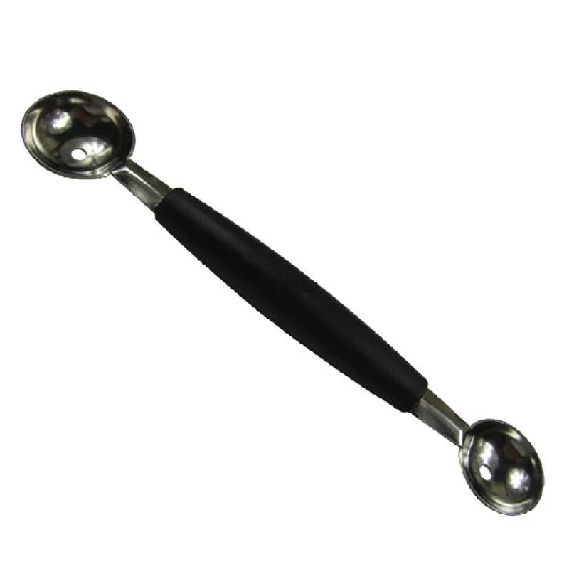 Excavador de bolas de acero inoxidable doble cabeza excavador de cuchara excavador de frutas bola cuchara para pastel decoración de frutas ensalada de frutas especial Specification image