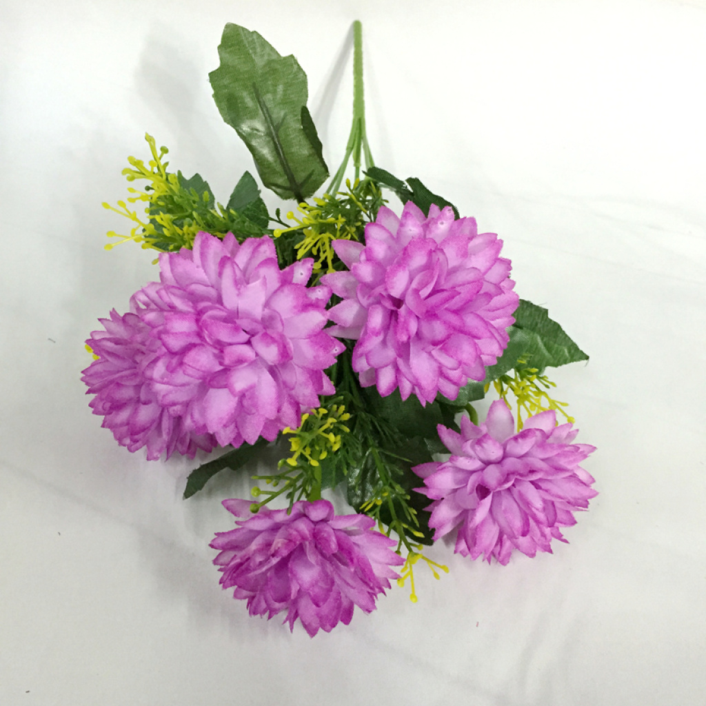 Artificial flower, artificial flower, craft flower, 5-head curved tube chrysanthemum details Picture