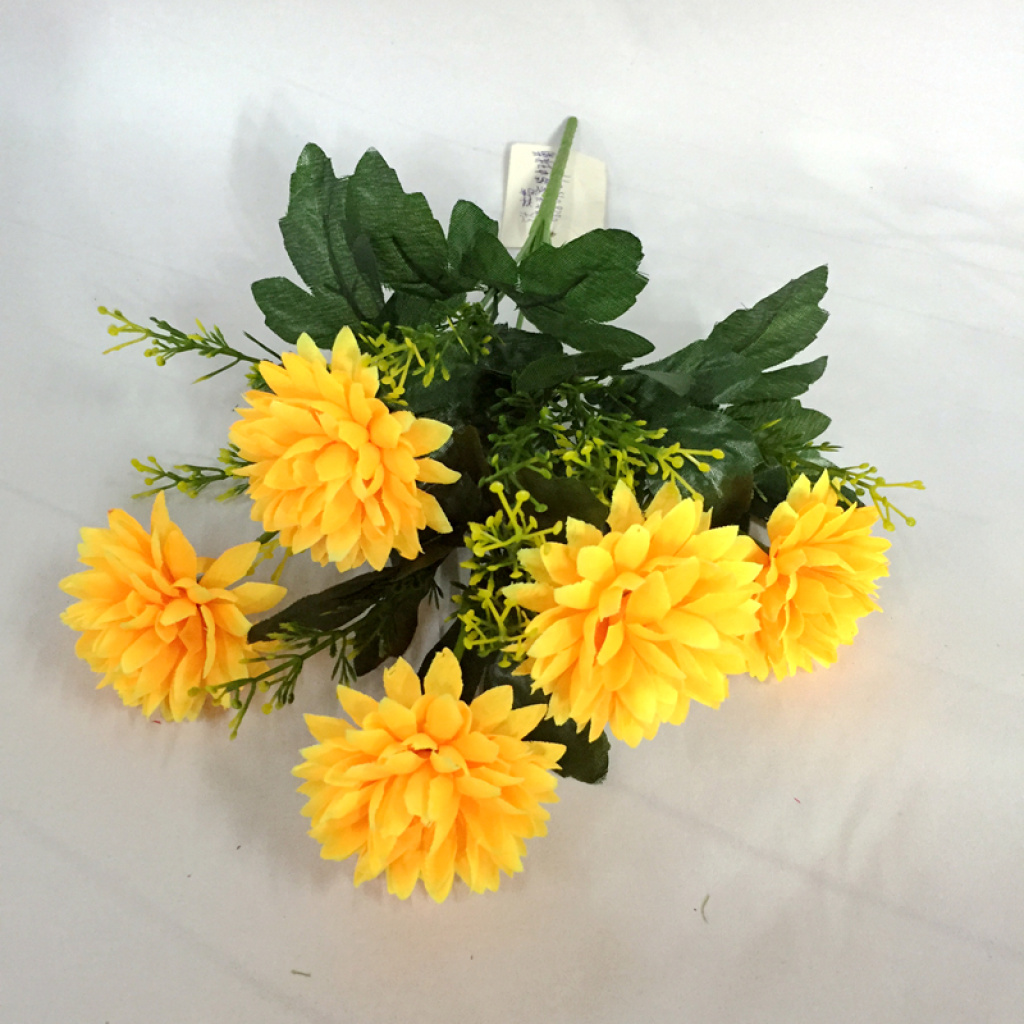 Artificial flower, artificial flower, craft flower, 5-head curved tube chrysanthemum Specification image