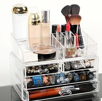 Cosmetics storage box, jewelry box, acrylic storage desktop, transparent drawer type, large size details Picture