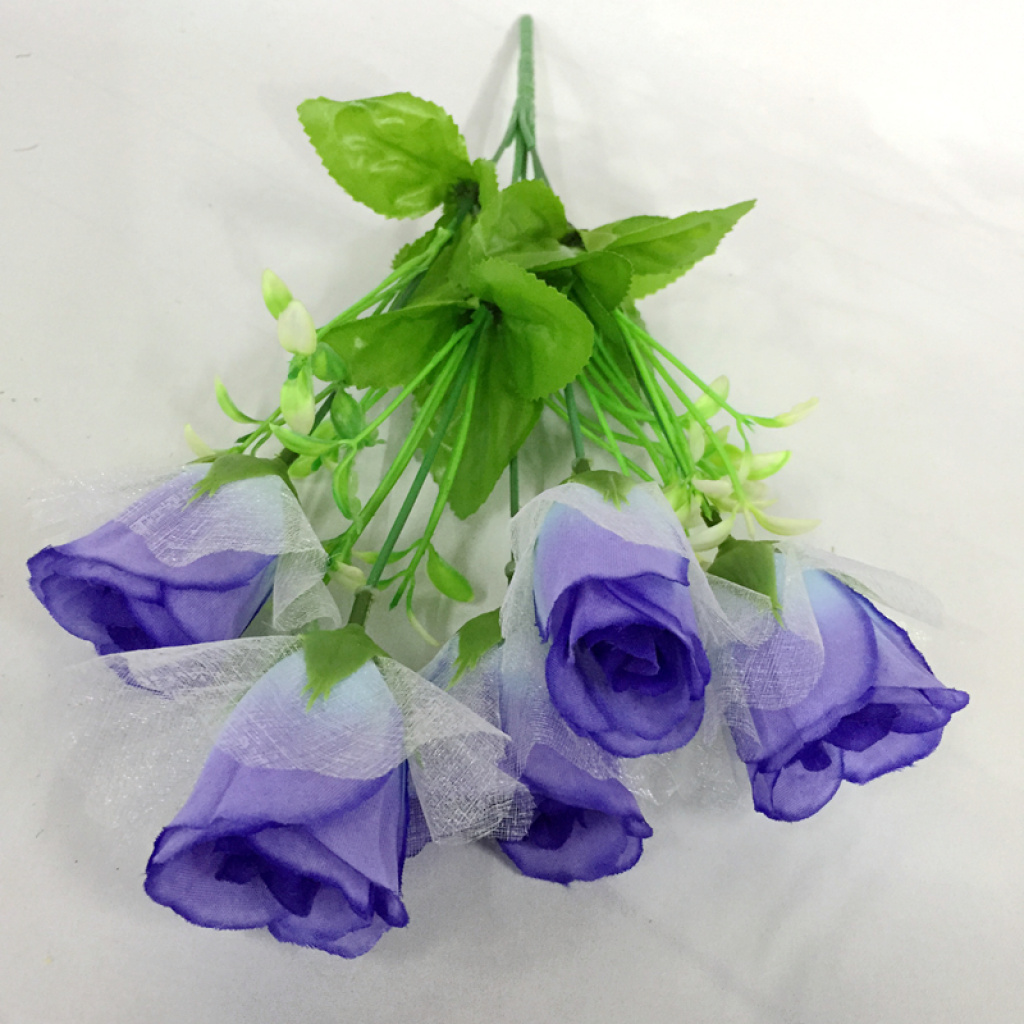 Artificial flower, artificial flower craft flower, 5-head rose net stamens details Picture