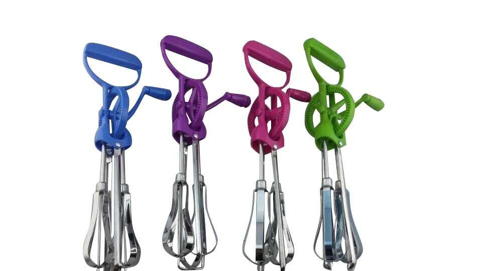 Semi-automatic hand-cranked egg beater, stainless steel egg mixer, mini household hand-cranked blender, egg mixer