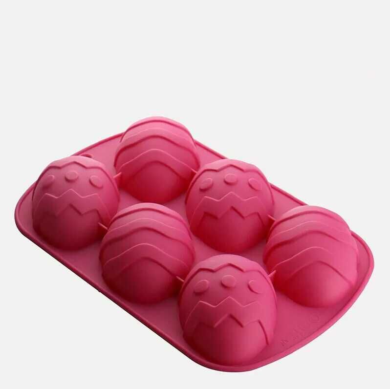 6-hole Easter egg silicone cake mold, chocolate mold, baking supplies, creative, non-toxic, for microwave and oven use
