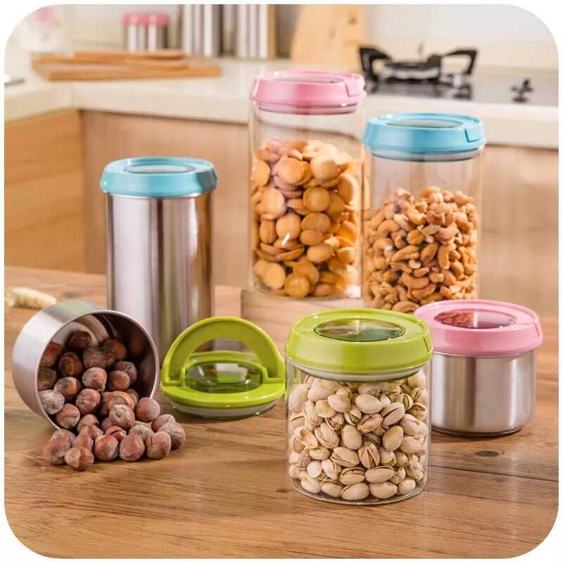 Japanese-style snap-on sealed jar, grain storage tank, stainless steel snack sealed glass storage tank Japanese-style snap-on sealed jar, grain storage tank, stainless steel snack sealed glass storage tank