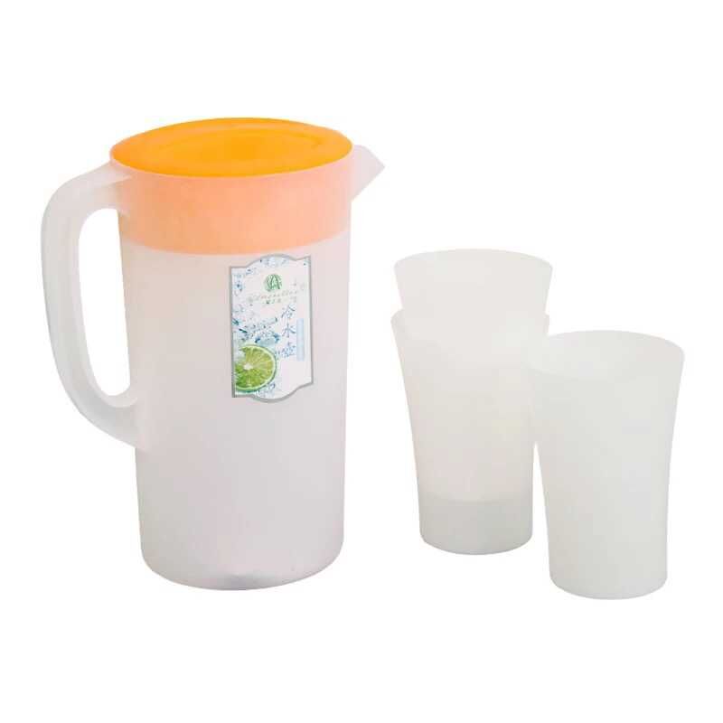 Plastic Cold Water Bottle 2L Large capacity cold Water bottle set Large open water juice bottle with cup