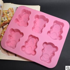 DIY handmade soap mold material: Soft silicone mold, 6-piece chubby little bear mold for making soap Specification image