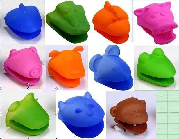 Baking tools Cartoon animal Heat insulation gloves Silicone heat proof gloves Microwave gloves hand clips