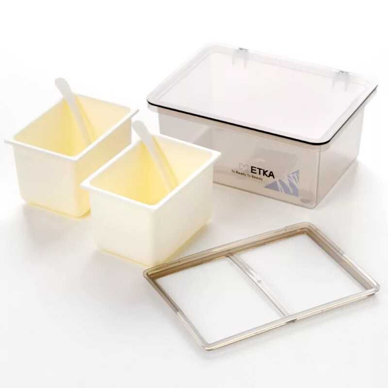 Simple style flip-top multi-compartment plastic seasoning box set, detachable kitchen seasoning box with spoon details Picture