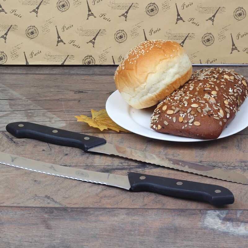 Stainless steel plastic handle coarse-toothed knife, cake cutter, bread cutter, serrated knife, bread knife details Picture