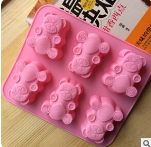 DIY handmade soap mold material: Soft silicone mold, 6-piece chubby little bear mold for making soap