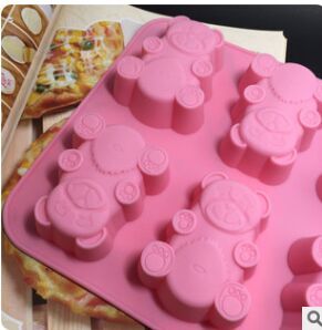 DIY handmade soap mold material: Soft silicone mold, 6-piece chubby little bear mold for making soap details Picture