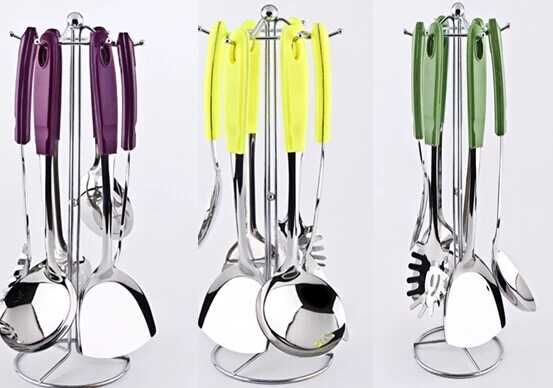 Kitchenware set with nylon colored handles, 9-piece set, 7-piece set, kitchenware gift spatula, spoon, large spatula details Picture