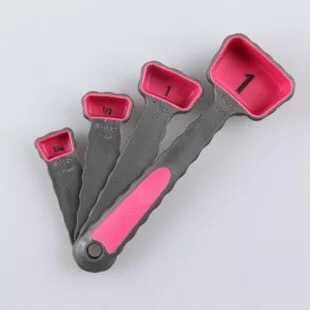 Baking tools, baking measuring tools, baking molds, 4PC set, colored silicone measuring spoons