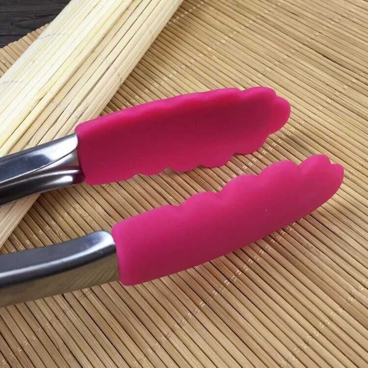 Silicone tongs, scratch-like barbecue tongs, bread tongs, food tongs, thickened stainless steel grilled meat tongs tools details Picture