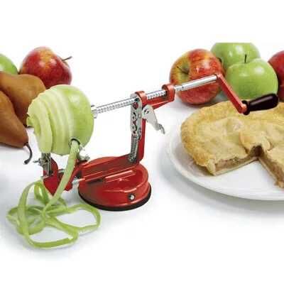 Multi-functional apple peeler, stainless steel fruit peeler, apple peeling, slicing and pitting machine, three-in-one