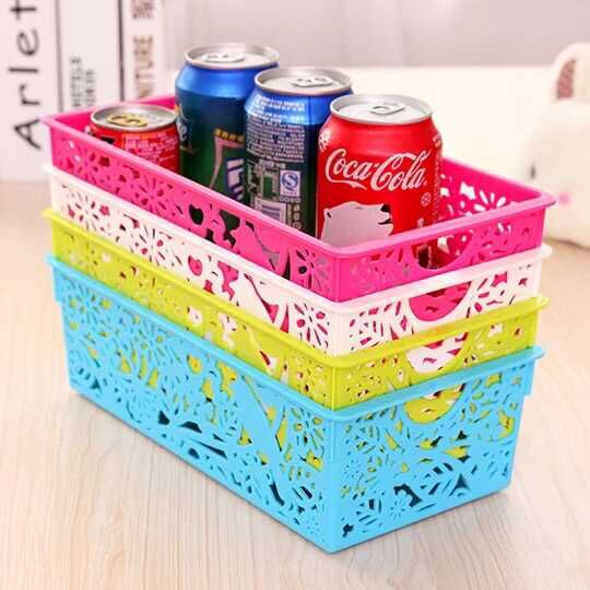 Birdsong and flower fragrance hollowed-out thickened plastic storage basket, desktop storage basket, bathroom tidying basket, bath basket