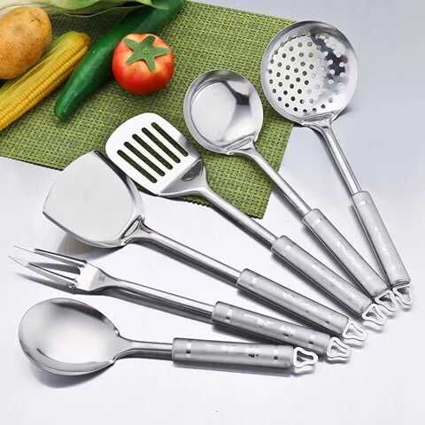 Stainless steel cookware spatula kitchenware seven-piece complete colander and shovel kitchenware set