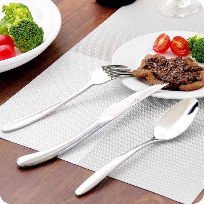 Stainless steel steak knife, steak knife, fork and spoon, Western cuisine knife, fork and spoon three-piece set, Western cuisine tableware set details Picture