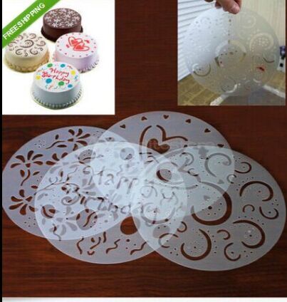 Four-piece birthday cake spray mold set ● Sugar powder sieve print film coffee tiramisu spray mold